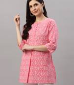 Women'S Cotton Floral Printed Short Kurti