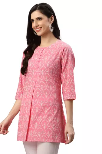 Women'S Cotton Floral Printed Short Kurti