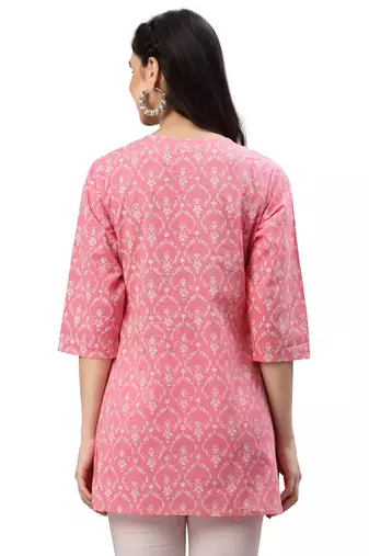 Women'S Cotton Floral Printed Short Kurti