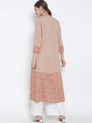 Women'S Plus Size Rayon Floral Printed Anarkali Kurti (Multi) 2