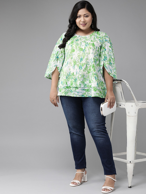 Women'S Cotton Tie & Dye Printed Regular Top (Green) 5