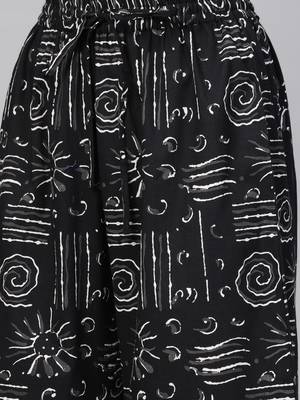  women's plus size cotton floral printed straight kurta with palazzo & dupatta set (white & balck) 5