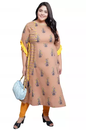 Women'S Cotton Floral Printed A-Line Kurti (Multi)