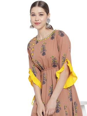 Women'S Cotton Floral Printed A-Line Kurti (Multi) 5