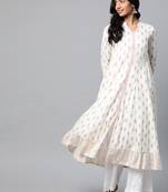 Yash gallery women's rayon ikat printed anarkali kurta