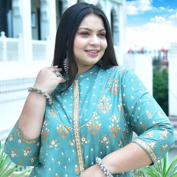 Women'S Plus Size Rayon Floral Printed Anarkali Kurta 3
