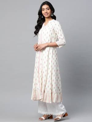 Yash gallery women's rayon ikat printed anarkali kurta 3