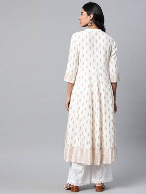 Yash gallery women's rayon ikat printed anarkali kurta 4