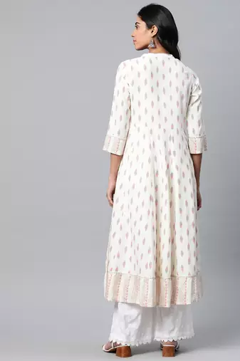 Yash gallery women's rayon ikat printed anarkali kurta