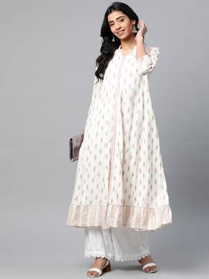 Yash gallery women's rayon ikat printed anarkali kurta 5