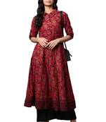 Women'S Cotton Floral Printed Anarkali Kurta