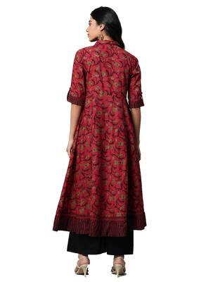 Women'S Cotton Floral Printed Anarkali Kurta 2
