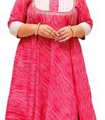 Women'S Plus Size Floral Print Anarkali Kurti (Pink)