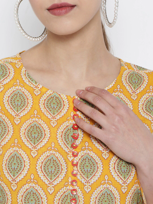 Women'S Cotton Floral Printed Regular Top (Yellow) 2
