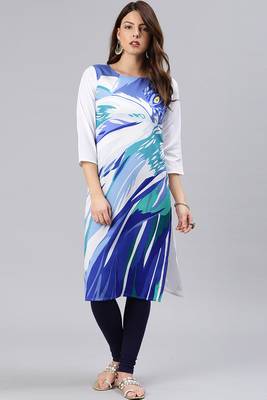 Women multicolor printed polyester ethnic kurti 1