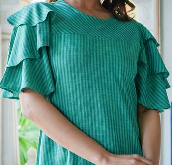 Women'S Polyester Stripe Regular Top (Green) 5