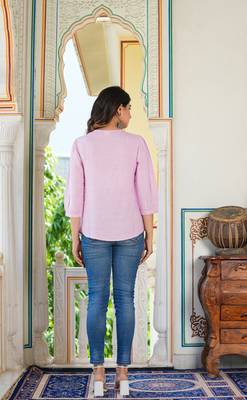 Women'S Rayon Embroidered Top (Lavender) 3