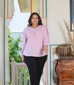 Women'S Plus Size Rayon Embroidered Top (Lavender)