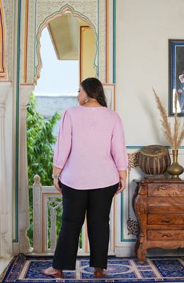 Women'S Plus Size Rayon Embroidered Top (Lavender) 3