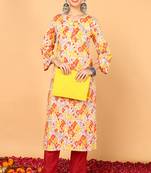 Women grey printed cotton ethnic kurti