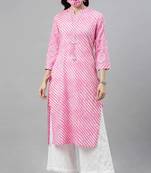 Women pink printed cotton ethnic kurti