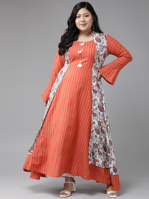  women's plus size rayon floral print anarkali kurta (multi) 1