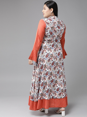  women's plus size rayon floral print anarkali kurta (multi) 2