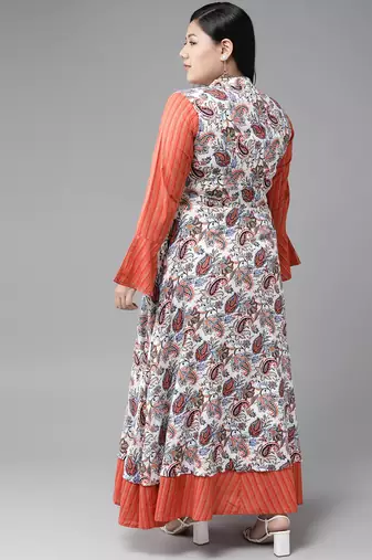  women's plus size rayon floral print anarkali kurta (multi)