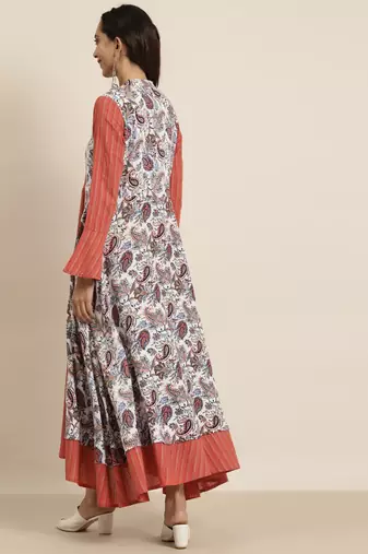 Women'S Rayon Floral Print Anarkali Kurta (Multi)