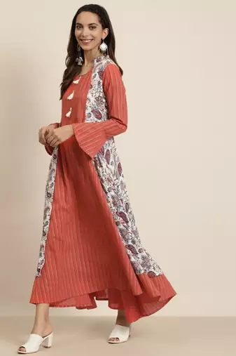 Women'S Rayon Floral Print Anarkali Kurta (Multi)