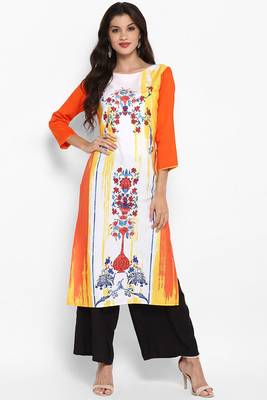 Women multicolor printed polyester ethnic kurti 1