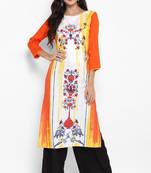 Women multicolor printed polyester ethnic kurti
