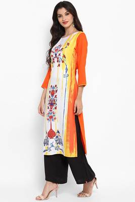 Women multicolor printed polyester ethnic kurti 2