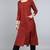 Women red printed cotton ethnic kurti