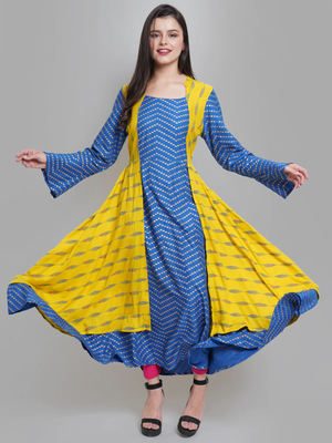 Women'S Rayon Geometric Print Anarkali Kurti (Multi) 4