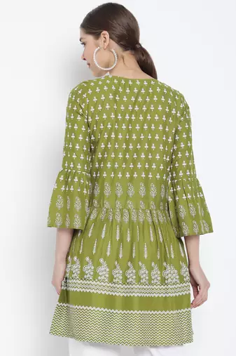 Women'S Rayon Floral Printed Short Kurti