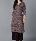 Women purple printed cotton ethnic kurti