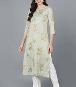 Women beige printed cotton ethnic kurti