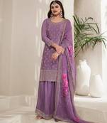 Designer Violet Chinon Stright Suit For Women