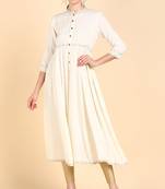 Women cream printed rayon ethnic kurti