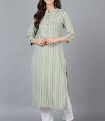Women green printed cotton ethnic kurti
