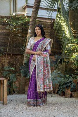 Wine Soft Tussar silk blend Printed Saree Festive Wear 1