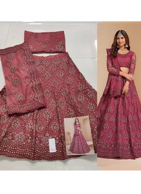 Pink Net Embroidery Designer Lehenga choli 3