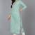 Women green embroidered silk ethnic kurti