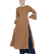 Women'S Floral Printed A-Line Kurti (Brown)