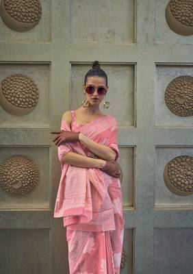 Rajtex Pink Woven Chikankari-Saris With Blouse 2