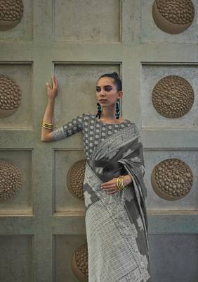 Rajtex Black Woven Chikankari-Saris With Blouse 2