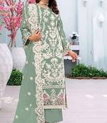 Sea-green color embroideried faux georgette semi stitched salwar suit