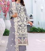 Lavender color embroideried faux georgette semi stitched salwar suit