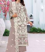 Dark-pink color embroideried faux georgette semi stitched salwar suit